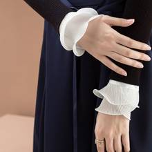 New Detachable Shirt Pleated Flare Sleeve False Cuffs Solid Color Pleated Layered Wristband Decorative Women Clothing Accessory 2024 - buy cheap