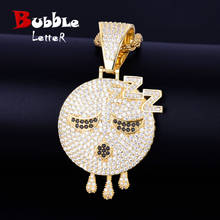 Sleeping Dripping Face Pendant Gold Color Cubic Zircon Men's Hip Hop Necklace Rock Jewelry 2024 - buy cheap