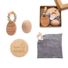 Baby Newborn Memorial Milestone Montessori Easter Egg Wooden Rattle Bibs Milestone Easter Set for Baby Gift Photography props 2024 - buy cheap