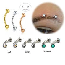 Piercing de acero inoxidable para cejas, piercing curvado con personalidad vertical, pendientes tragus, joyería corporal, 1,2x6/8mm, 2 uds. 2024 - compra barato