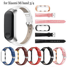 Correas de cuero genuino para reloj inteligente Xiaomi Mi band 4, repuesto de pulsera, 3/4 2024 - compra barato