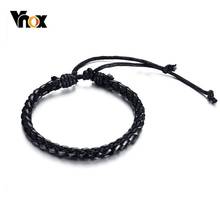 Vnox-pulsera de cadena de cuero para hombre, hecha a mano, Casual, longitud ajustable 2024 - compra barato