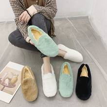 Candy Colors winter antiskid plush fur shoes mujer korean flats slip on lazy mocasines thicken hairy fur creepers loafers warm 2024 - buy cheap