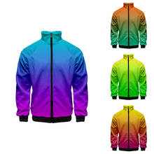 3d Stand Collar Hoodie Colourful Gradient Costume Men Women Zipper Hoodies Jackets Rainbow Long Sleeve Homme 3D Sweatshirts Tops 2024 - buy cheap
