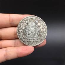 Коллекция тибетских серебряных старинных монет, буддистские тысячи рук, статуя гуанина сердца Сутра Будды, благоприятное украшение, подарок 2024 - купить недорого