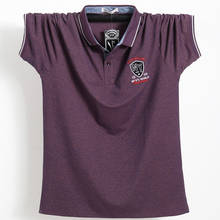 Camiseta polo masculina roxa, camisa de algodão com emblema para trabalho de negócios, camisa masculina plus size 5xl, camisetas casuais de verão 2024 - compre barato