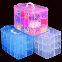 Caixa organizadora multifuncional com 3 camadas e 18 compartimentos, transparente, para armazenamento, jóias, miçangas, caixa de plástico vazia 2024 - compre barato