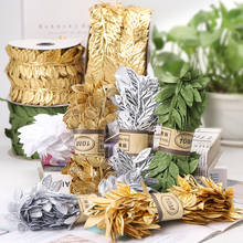 10m/Lot Leaf Shaped Ribbon Embossed Gold Silver Green Leaves Polyester Ribbon Rope Home Party Decor DIY Handmade Scrapbook Craft 2024 - buy cheap