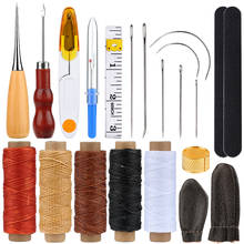 Lmdz linha de couro encerado 50m 150d, cabo de madeira, agulha para costura, tesoura para couro diy 2024 - compre barato
