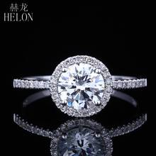 HELON 1ct VVS/DEF Color Moissanite Ring Solid 18K White Gold Lab Grown Diamond Moissanite Jewelry Women Engagement Wedding Ring 2024 - buy cheap