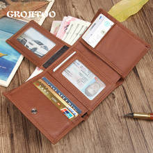 GROJITOO Genuine Leather Multi-functional Card Wallet Men Pocket Large Capacity Women Wallet Male Walet Pocket Vintage Men Purse 2024 - buy cheap