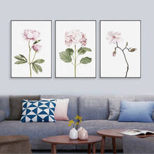 Rosa peônia nórdico poster flor arte da parede da lona quadros para sala de estar e impressões fotos da lona sem moldura 2024 - compre barato