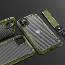 FLOVEME Armor Matte Shockproof Bumper Lanyard Phone Case For iPhone 12 11 Pro Max XR XS Max 8 Plus Transparent Anti-Shock Cover 2024 - buy cheap