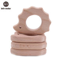 Let's Make 50pcs Baby Wooden Teether Hedgehog Natural Wooden Animal Teething Rattle Montessori Inspired Nursing Pendant Toys 2024 - buy cheap