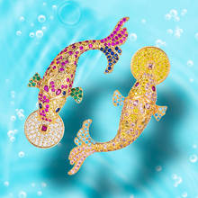 Godki brincos de peixes femininos, brincos da moda em cores primavera, micro zircônio cúbico, brincos de noiva 2024 - compre barato