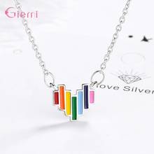Genuine 925 Sterling Silver Charm Necklace For Women Korean Rainbow Heart Pendant Necklace High Quality Fashion Jewelry Gift 2024 - buy cheap