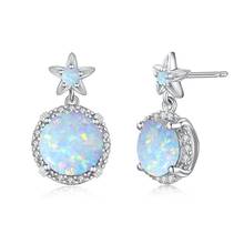 Szjinao Real 925 Sterling Silver Stud Earrings For Women Korean Designer Flower Earrings Opal Gemstone Cute Christmas Jewelry 2024 - buy cheap