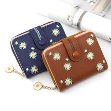 New Women Short Wallet With Coin Pocket PU Leather Female Flower Purse Ladies Card Holder Fashion Woman Small Zipper Clutch Bag 2024 - buy cheap