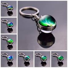 Colorful Northern Lights Glass Ball Keychain Aurora Jewelry Women Fashion Charm Northern Lights Trees Keyrings 2024 - buy cheap