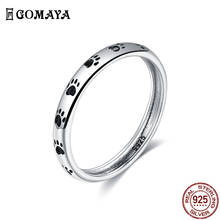 GOMAYA-Anillo de Plata de Ley 925 con huellas de gato para mujer, sortija de boda, joyería fina, regalo de San Valentín 2024 - compra barato