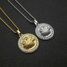 Hip Hop Iced Out Bling Wolf Head Necklaces Male Gold Color Stainless Steel Animal Pendant & Chains For Men Jewelry Dropshipping 2024 - buy cheap