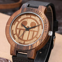 Relógio de pulso de bambu natural, relógio de pulso de madeira masculino e feminino com estampa geométrica de sorriso, capa com pulseira de couro 2024 - compre barato