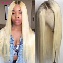1B/613 Blonde Human Hair Wig Middle Part Pre Plucked 1B 613 Honey Blonde Brazilian Straight Wigs 13X1 Lace Part Wig Remy 150% 2024 - buy cheap