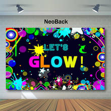 Mocsicka Let's Glow Backdrop Painted Graffiti Splash Birthday Photography Backdrops  Birthday Party Decor BannerPhoto Background 2024 - buy cheap