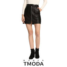 TMODA953-falda de piel sintética para mujer, minifalda de tubo informal con cremallera, color negro, Harajuku, para primavera y verano, 2021 Za 2024 - compra barato