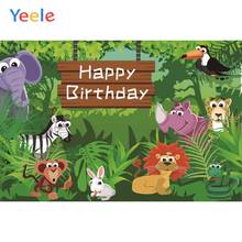 Safari party Forest Animals Cartoon Baby Birthday Portrait Photo Backgrounds Customized Photographic Backdrops For Photo Studio 2024 - buy cheap