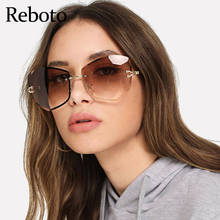 Gafas de sol sin montura para mujer, anteojos de sol femeninos con degradado, de diseñador de marca de moda, Estilo Vintage, UV400, 2021 2024 - compra barato