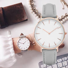 Горячая мода простые кожаные женские часы Дамская мода повседневная одежда кварцевые часы женский подарок часы Montre Femme Relojes Mujer 2024 - купить недорого