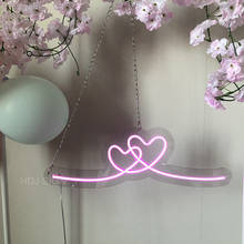 Double Heart Custom LED Neon Light Sign Ins Wall Decor For Bedroom Cafe Bar Wedding Party Decorative Light Valentine Gift 2024 - buy cheap