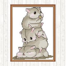 Five Little Hamsters Patterns Kits DIY Needlework Crafts Cross Stitch Kits Cotton Thread Embroidery Needlework Sets Home Decor 2024 - buy cheap