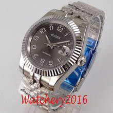 Часы мужские механические с серым циферблатом, 40 мм, с сапфировым стеклом, для юбилей, Miyota 8215 2024 - купить недорого