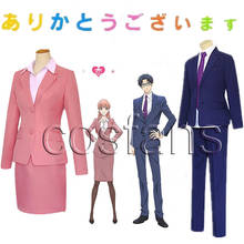 Conjunto completo de fantasia para cosplay de wotakoi, roupa cosplay rosa para otaku momose narumi, casaco + camisa + calça em estoque 2024 - compre barato