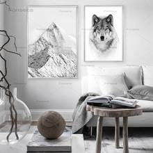 Minimalist Wolf Prints And Posters Wall Art Canvas Painting Snow Mountain Pictures For Living Room Nordic Home Decoration 2024 - buy cheap