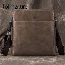 Johnature Genuine Leather Men Bag 2022 New Retro Shoulder & Crossbody Bags Casual Soft Cowhide Large Capacity Messenger Bag 2024 - buy cheap