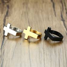 NEWBUY Gold/Black Cross Ring For Men Punk Style Statement Christian Jewelry Hot Sale Hip Hop Bijoux 2024 - buy cheap