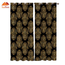 Retro Black And Gold Mandala Window Curtains Living Room Outdoor Fabric Drapes Curtain Home Decor 2024 - buy cheap