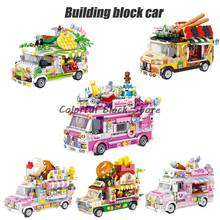 MOC Street View-carrito de frutas para niños, helado, hamburguesa, pastel, coche de juguete, bloques de construcción, regalos creativos, accesorios, adornos calientes 2024 - compra barato
