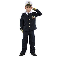 Kids Child Navy Admiral Captain Pilot Costume Uniform for Boys Halloween Purim Carnival Party Mardi Gras Fancy Dress 2024 - buy cheap