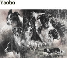 5d diamond painting Border collie animal dog Full drill square round diy diamond Embroidery mosaic cross stitch kit rhinestone 2024 - buy cheap