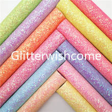 Glitterwishcome-tela de piel sintética para lazos, tela brillante de colores Pastel para Navidad, tamaño A4, 21x29cm, GM3127A 2024 - compra barato