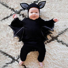 Fantasia de halloween para crianças pequenas, macacão para meninos e meninas, chapéu engraçado + morcego peruca, roupa de dormir para recém-nascidos, macacão de pano 2024 - compre barato