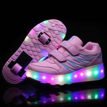2020 Light Sneakers with Double TWO Wheel Boy Girl Roller Skate Casual Shoe with Roller Girl Zapatillas Zapatos Con Ruedas 2024 - buy cheap