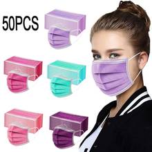 50pcs Mulheres Sólida Homem Máscara Descartável Máscara Facial 3ply Orelha Loop Máscara de Halloween Cosplay máscaras de Proteção Máscara Facial бандана # 2024 - compre barato