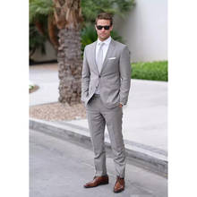2020 Two Buttons (Jacket+Pant) Light Gray Men Suit costume homme Office Wedding Business Terno blazer Masculino mens suits 2024 - buy cheap