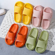 Wholesale Korean Style Home Couple Slippers for Bathing Non-Slip Thick-Soled Slides Indoor Soft and Conform Shoes Dropshipping 2024 - buy cheap