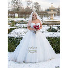 Glamorous Sweetheart Neckline Plus Size Wedding Dresses Shiny Beaded Sleeveless Bridal Dress Vestido De Noiva 2024 - buy cheap